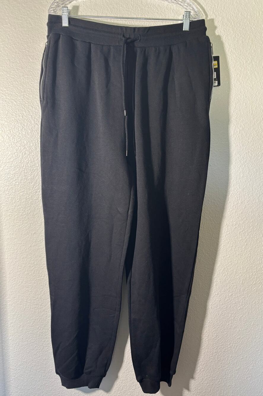 Blue Ice NWT Womens Size 3XL Jogger Sweatpants Zip-Pockets Elastic Waist Black